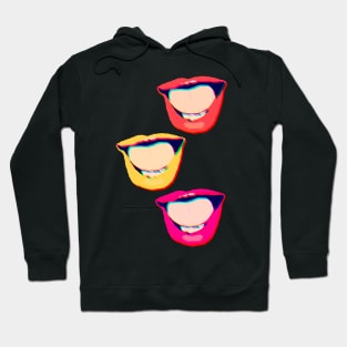 Groovy Old School Pop-Art Style Colorful Mouth Stack Hoodie